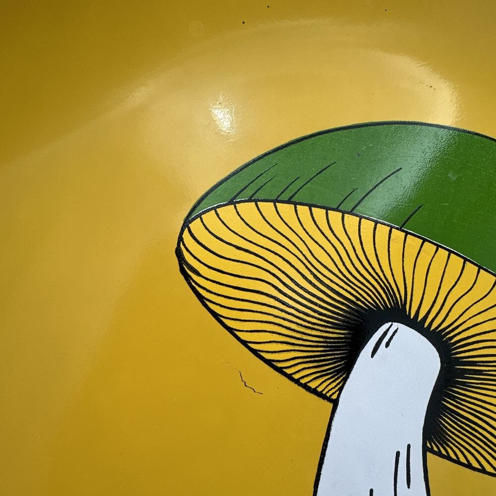 Vintage Retro XL Yellow 70's Mid Century Mushroom Melamine Round Platter - Picture 3 of 5
